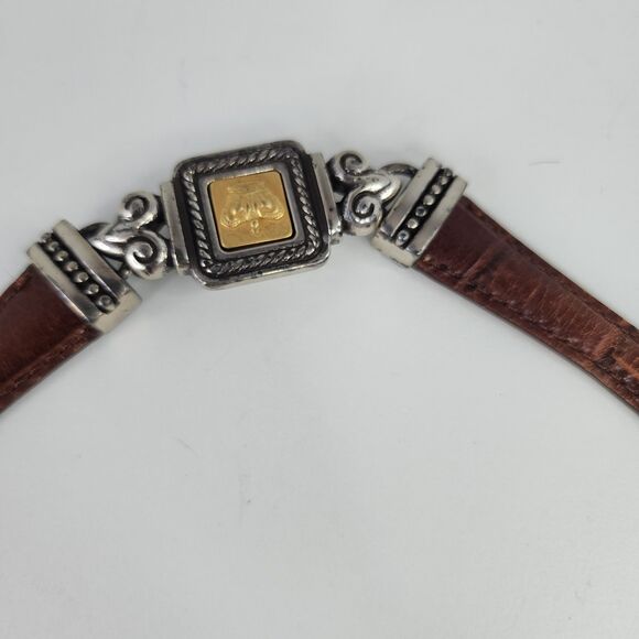 Brighton Vintage Leather Belt 20707 Gold Silver Cameo  display picture 3